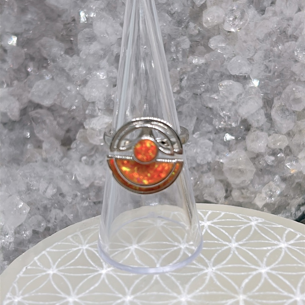 Orange Opal spinner ring 925